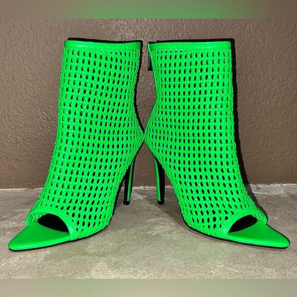 Cape Robbin Weave Peep Toe Booties w/Stiletto High Heels size 6.5 Nepn Green - Picture 14 of 14